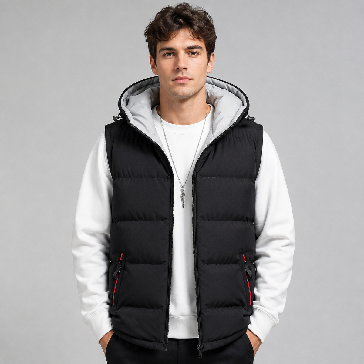 Men's Padded Hooded Gilet - Bodywarmer