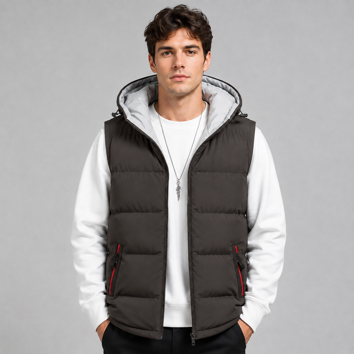 Men's Padded Hooded Gilet - Bodywarmer