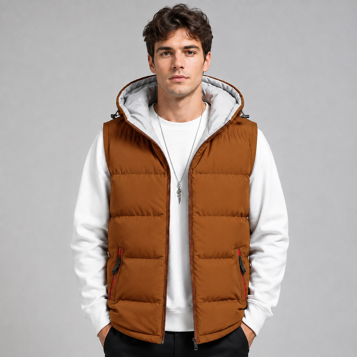 Men's Padded Hooded Gilet - Bodywarmer