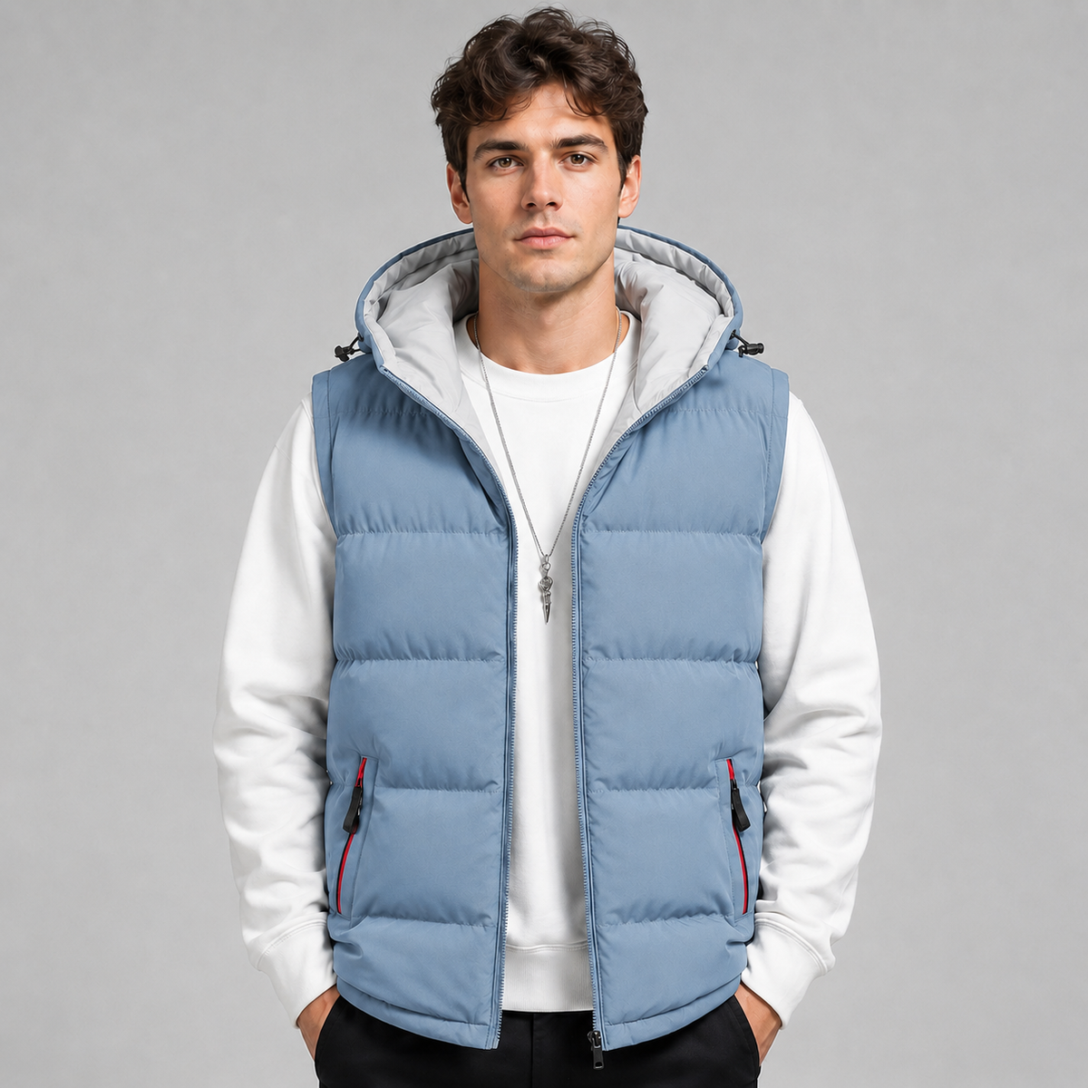 Men's Padded Hooded Gilet - Bodywarmer
