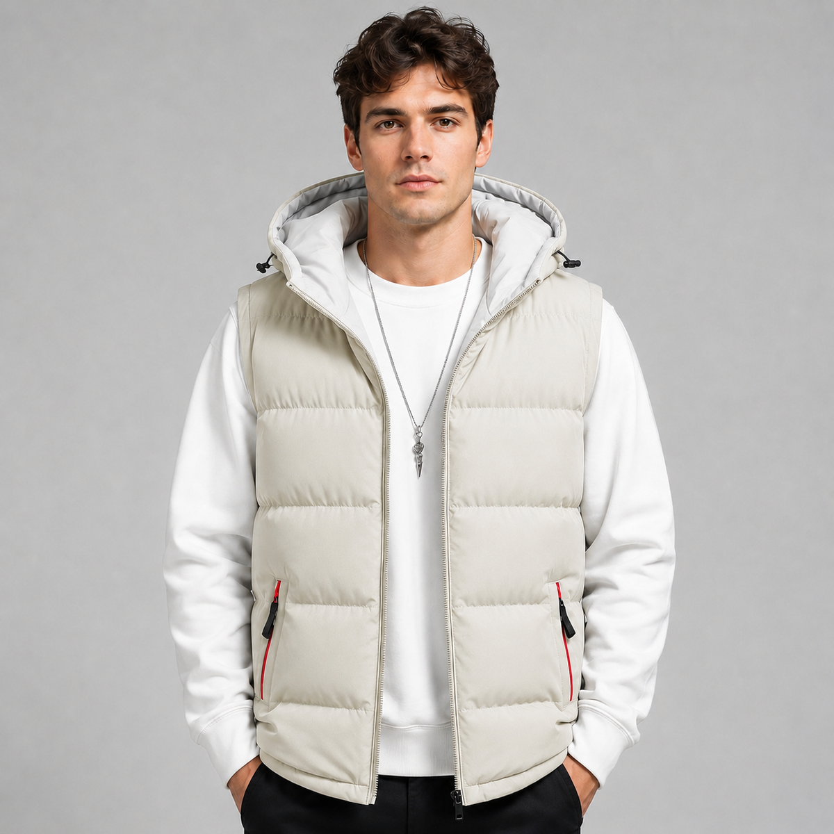 Men's Padded Hooded Gilet - Bodywarmer