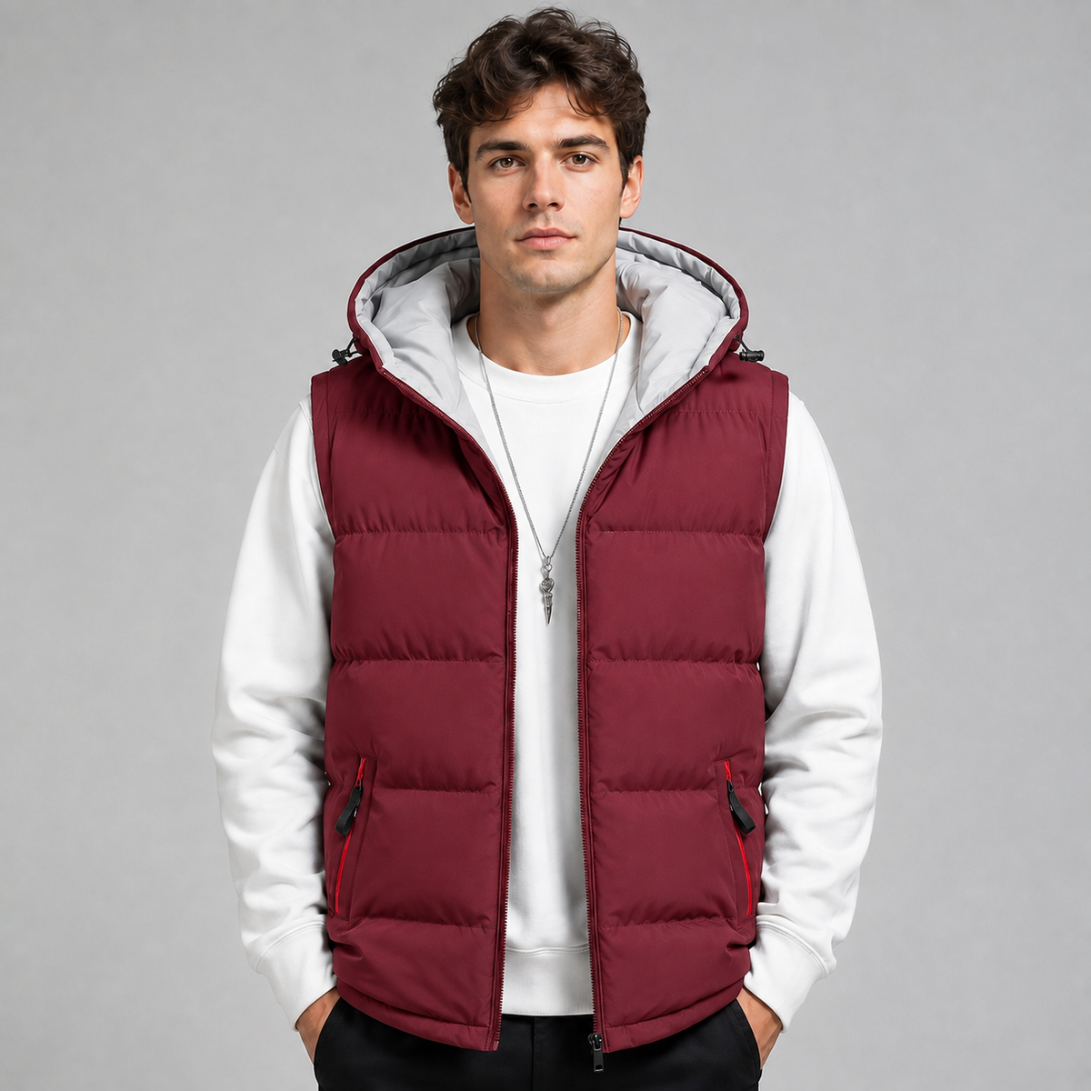 Men's Padded Hooded Gilet - Bodywarmer