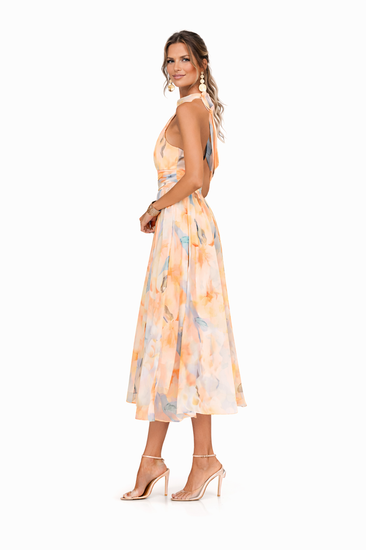 Women's Floral Chiffon Maxi Dress - Summer Wedding Guest