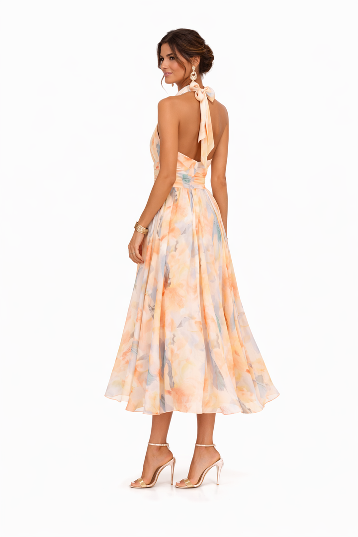 Women's Floral Chiffon Maxi Dress - Summer Wedding Guest