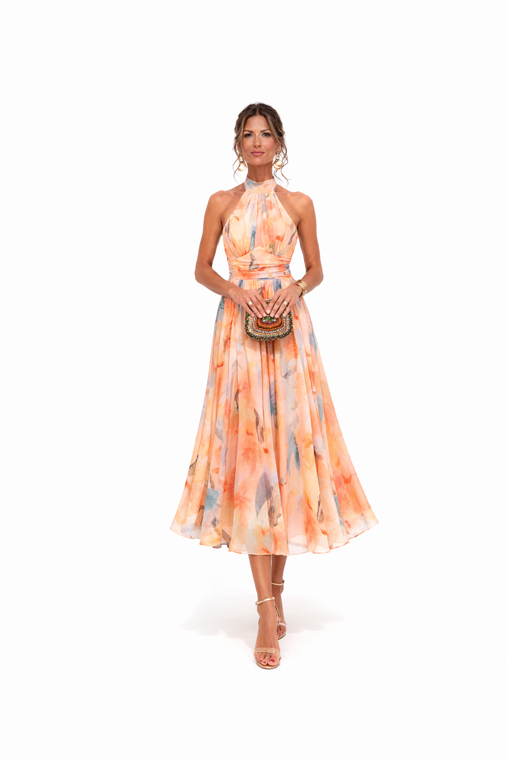 Women's Floral Chiffon Maxi Dress - Summer Wedding Guest
