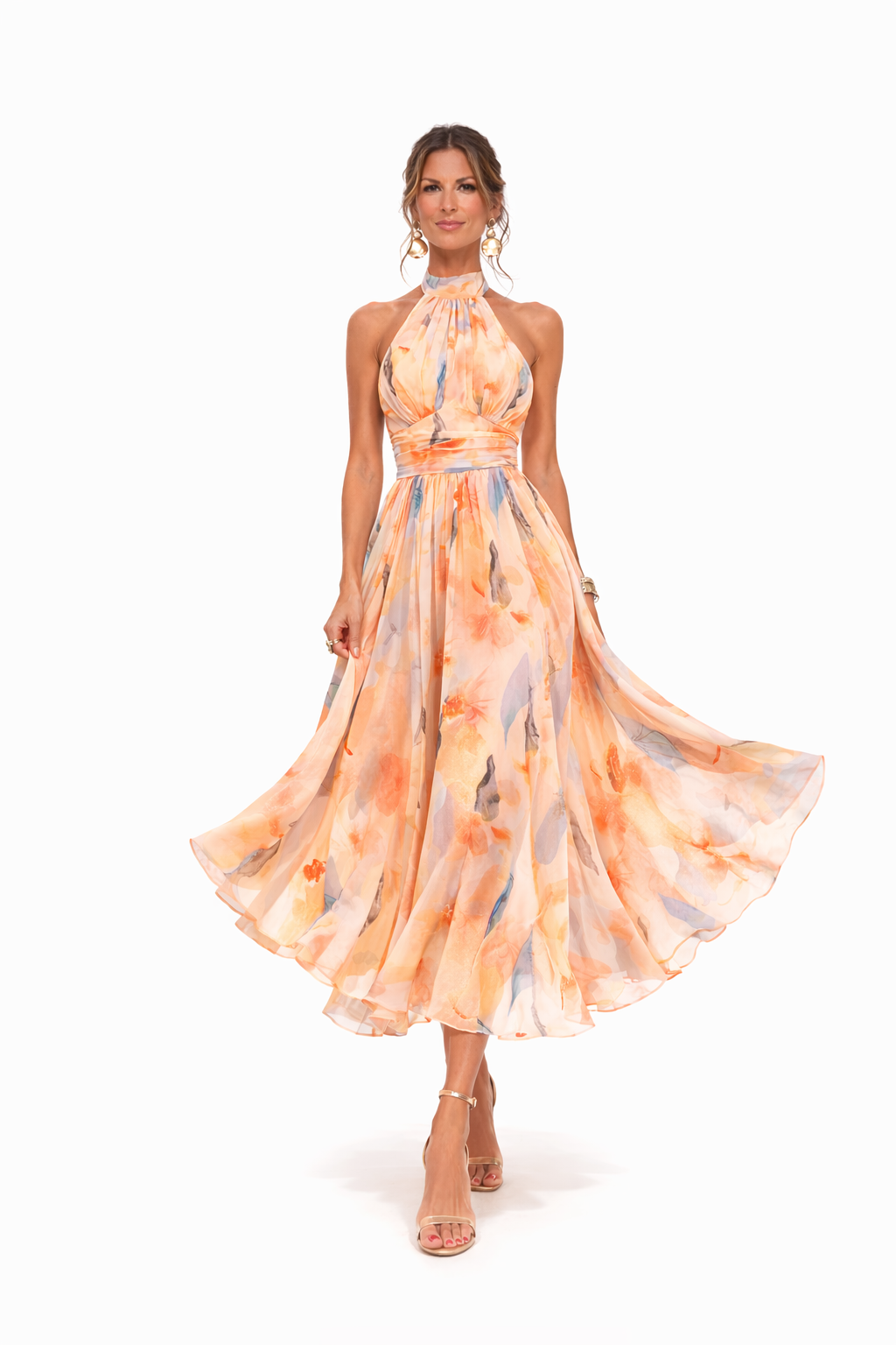 Women's Floral Chiffon Maxi Dress - Summer Wedding Guest