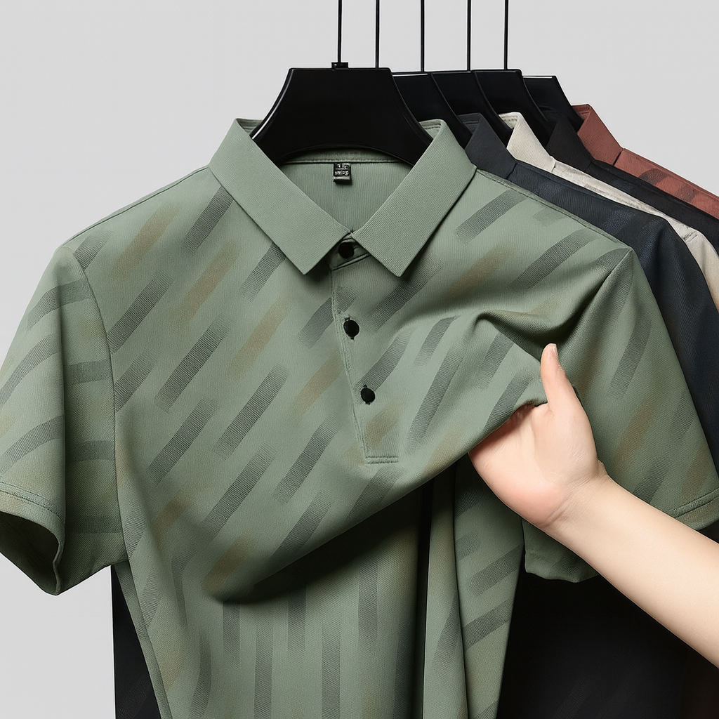 Men's Striped Cotton Polo Shirt - Casual Summer