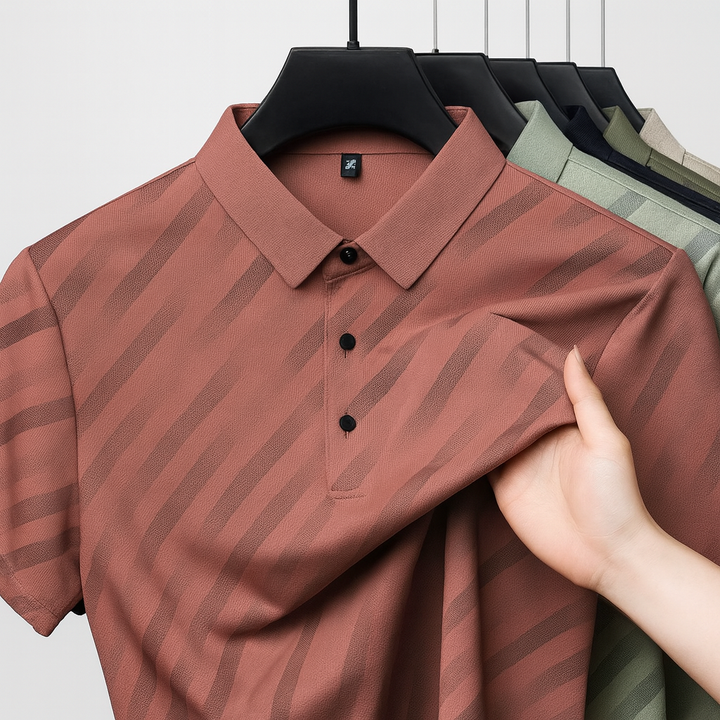 Men's Striped Cotton Polo Shirt - Casual Summer