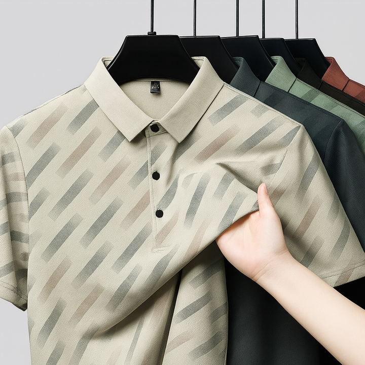 Men's Striped Cotton Polo Shirt - Casual Summer