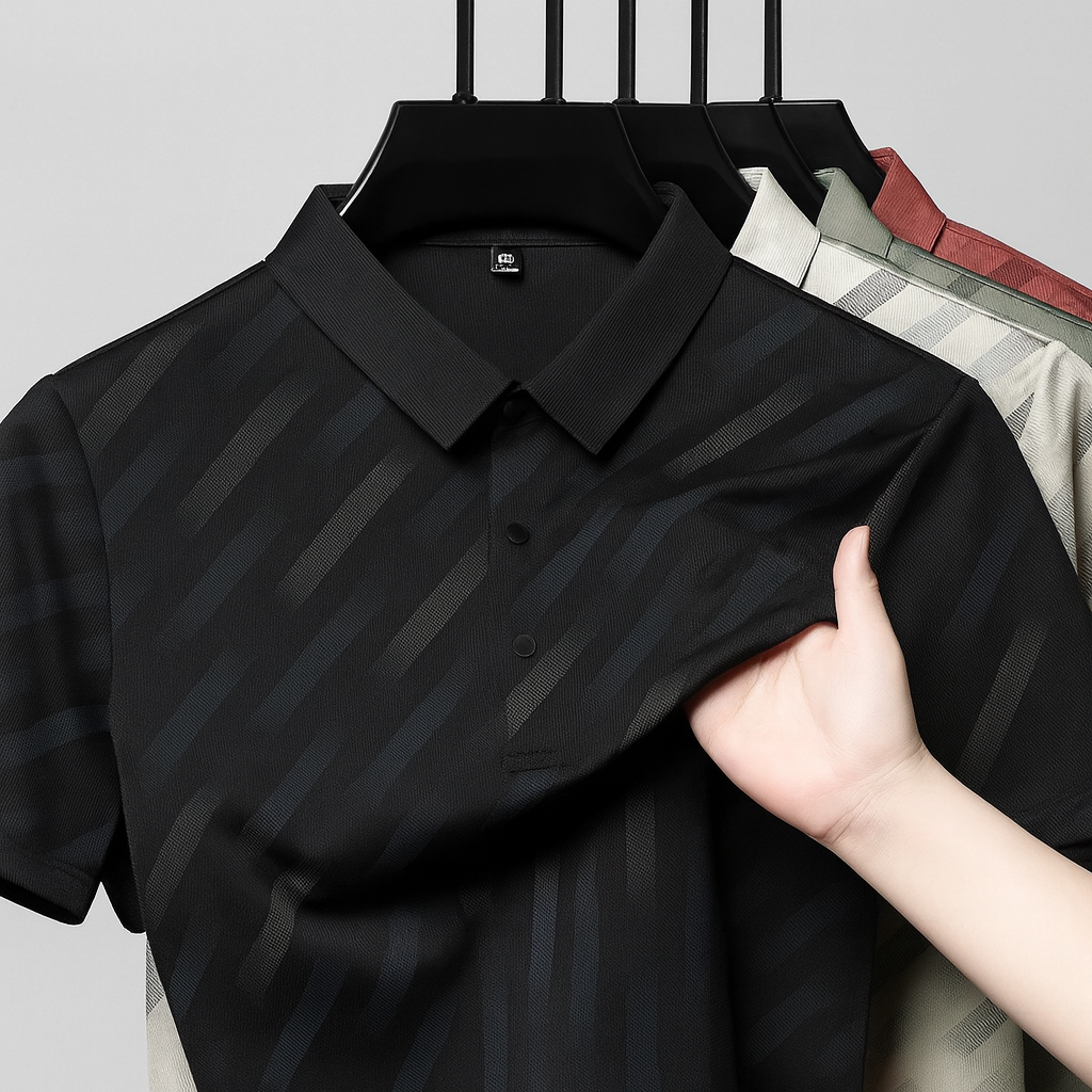 Men's Striped Cotton Polo Shirt - Casual Summer