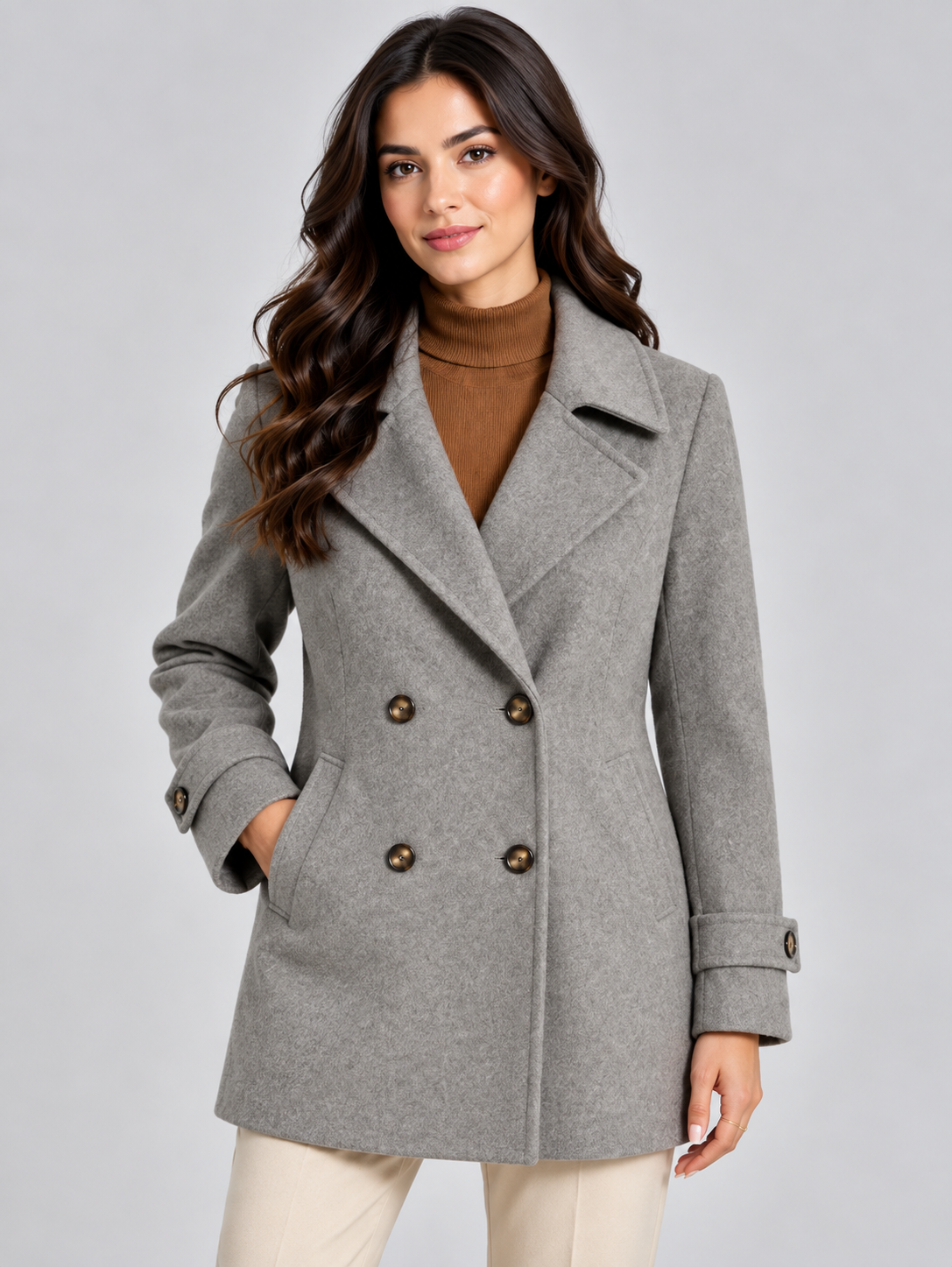 Women's Short Double-Breasted Tailored Winter Coat