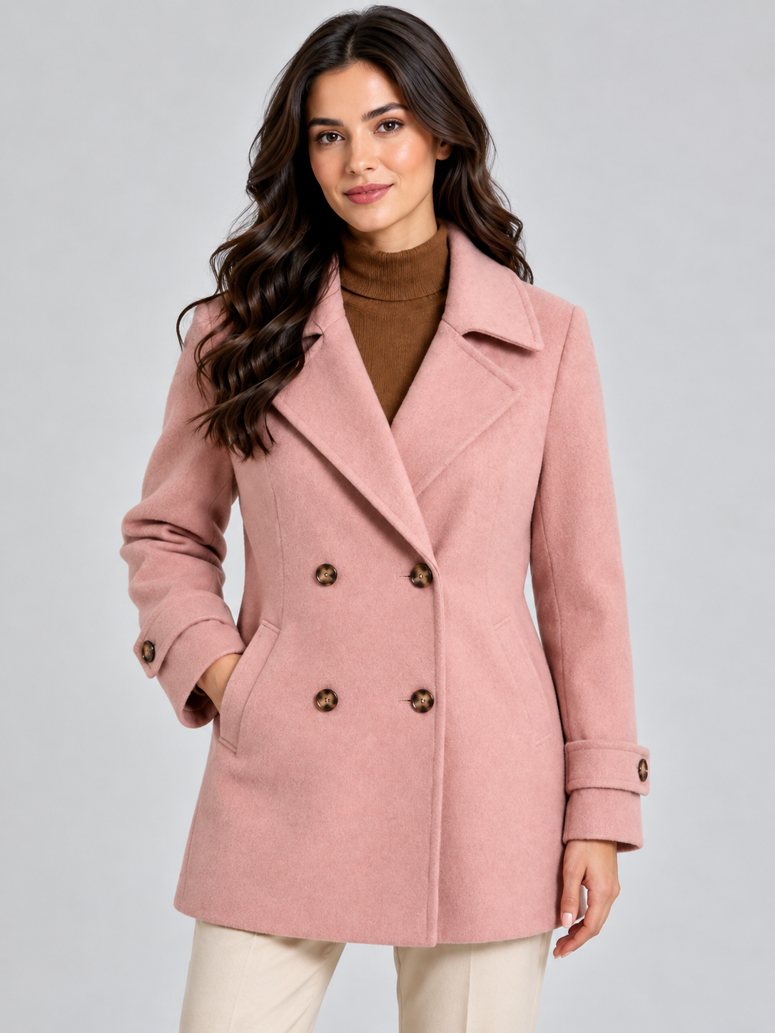 Women's Short Double-Breasted Tailored Winter Coat