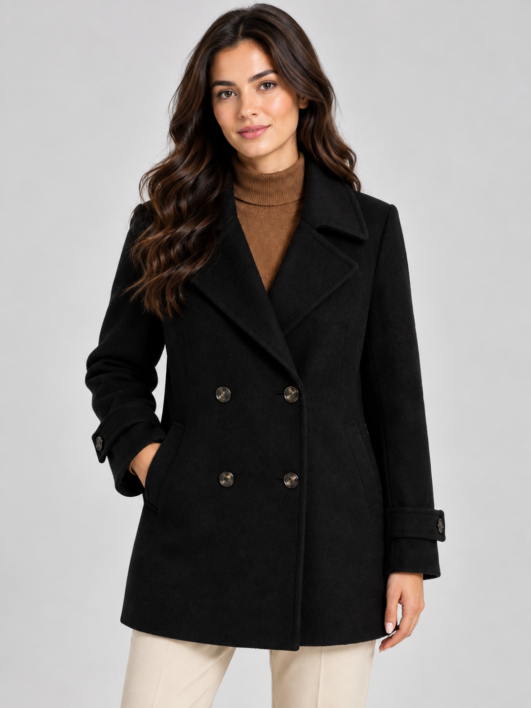 Women's Short Double-Breasted Tailored Winter Coat