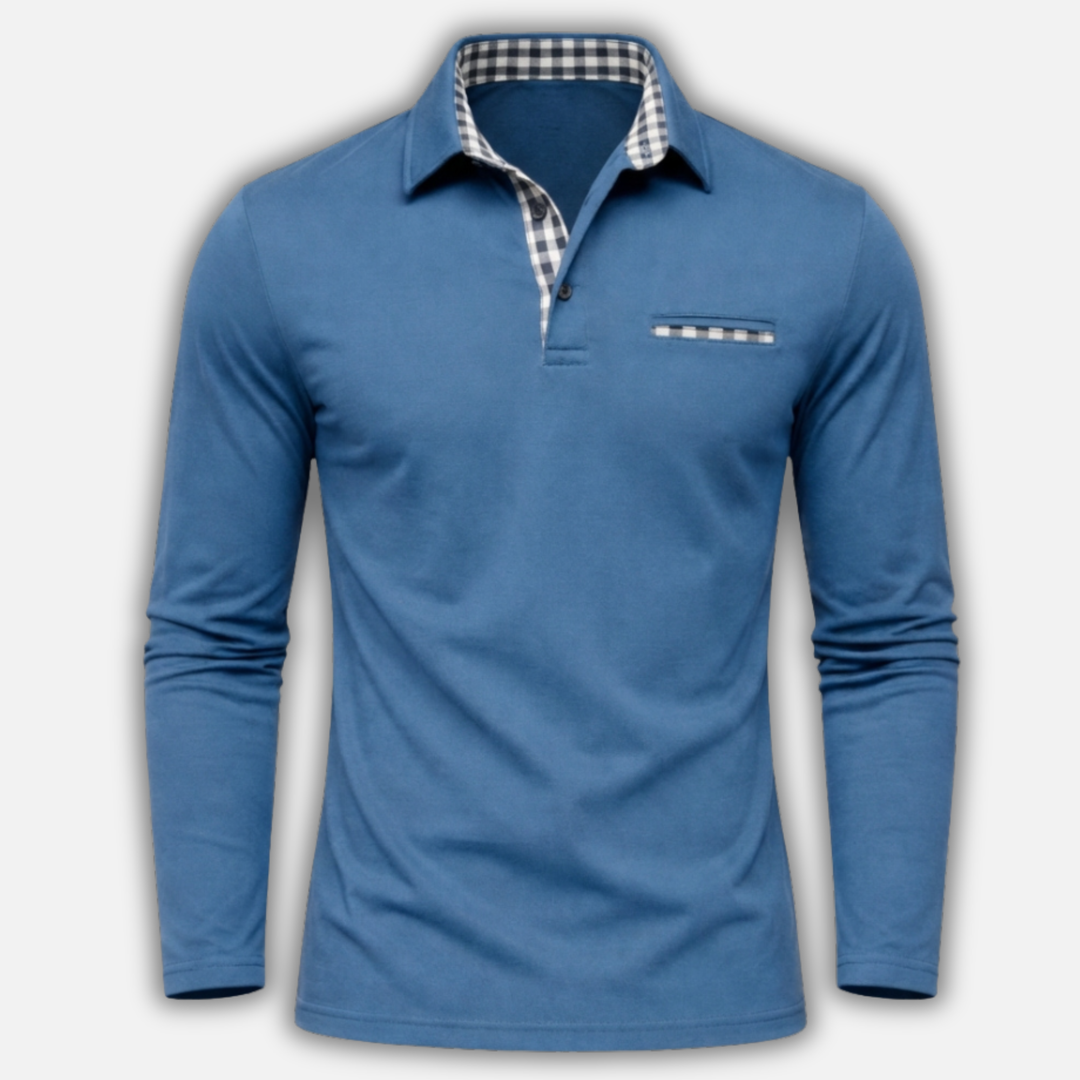 Men's Checkered Knit Polo Shirt - Casual Summer
