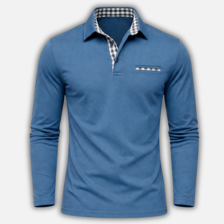 Men's Checkered Knit Polo Shirt - Casual Summer