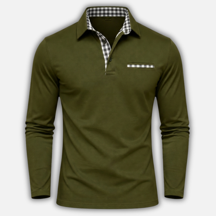 Men's Checkered Knit Polo Shirt - Casual Summer