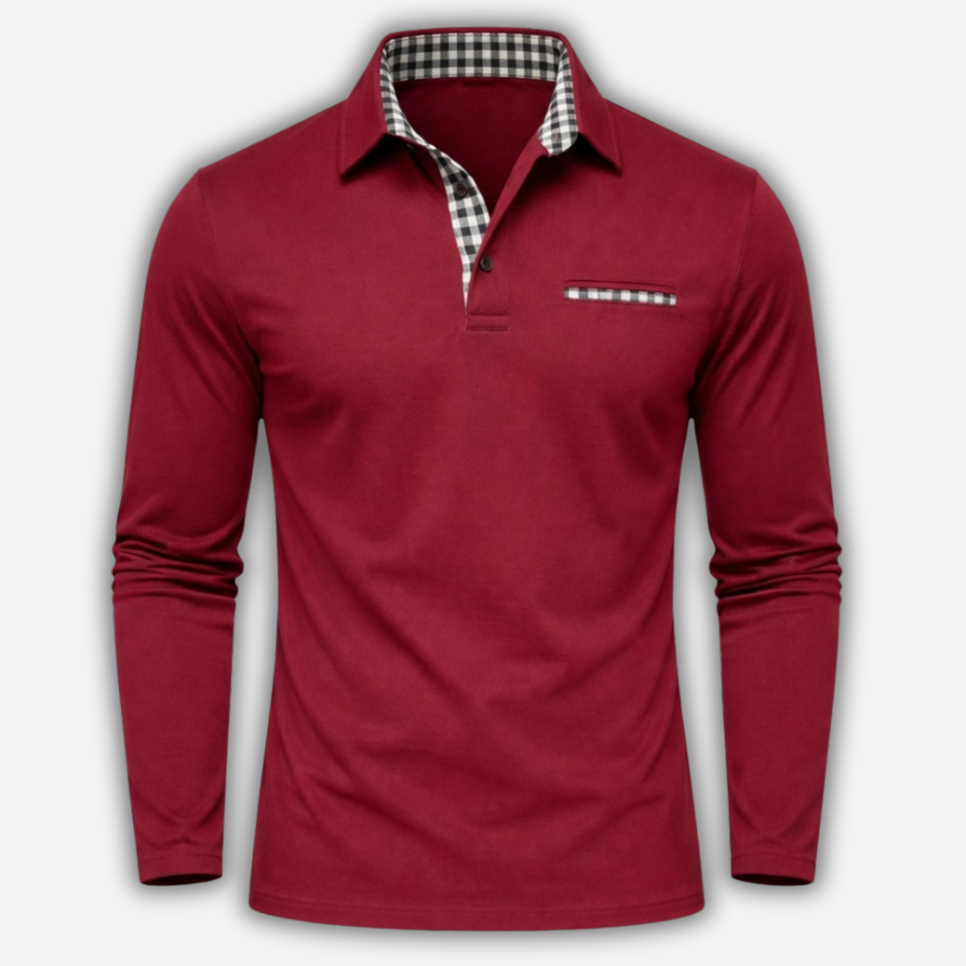 Men's Checkered Knit Polo Shirt - Casual Summer