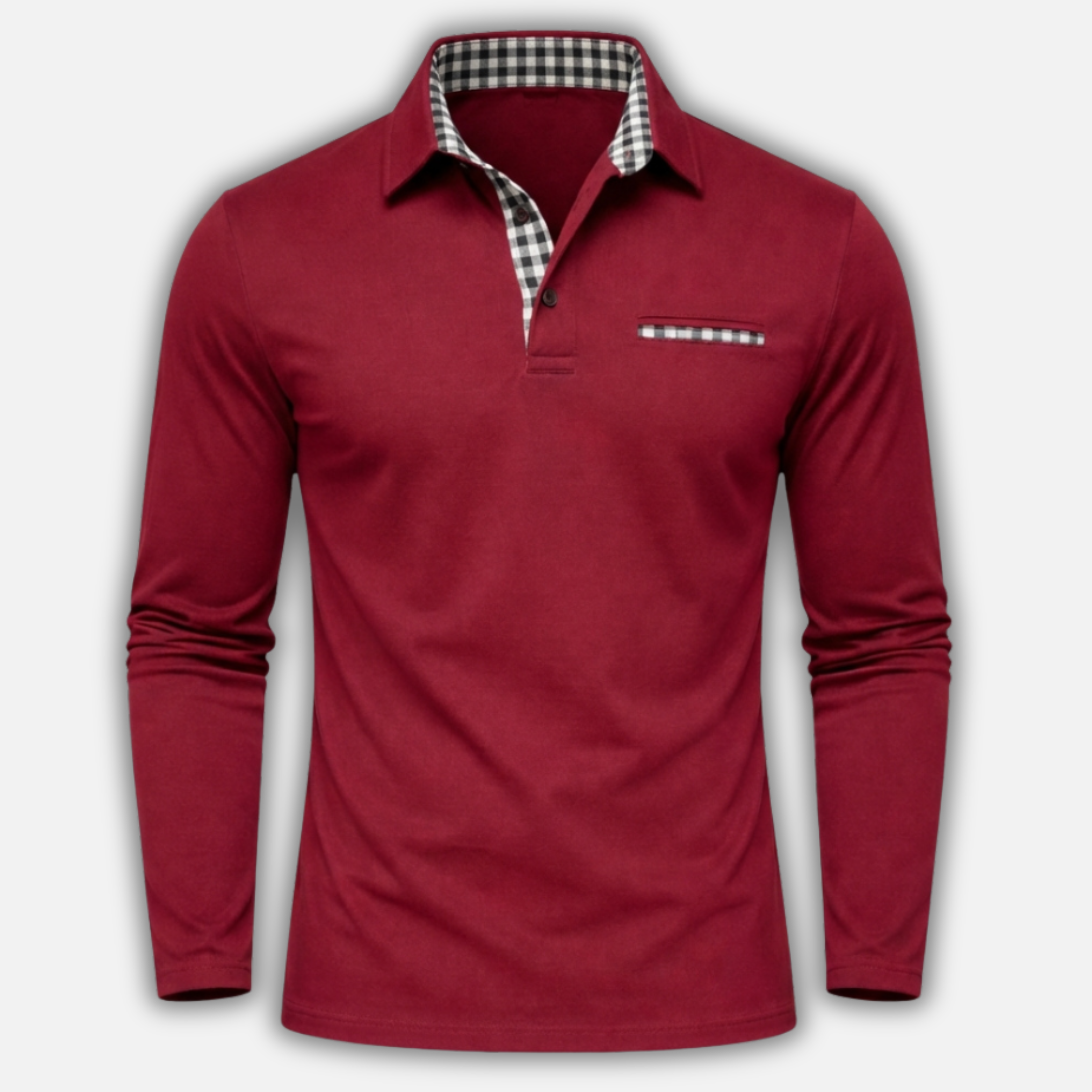 Men's Checkered Knit Polo Shirt - Casual Summer