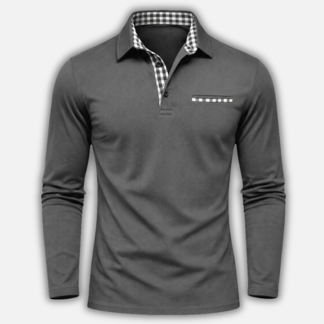 Men's Checkered Knit Polo Shirt - Casual Summer
