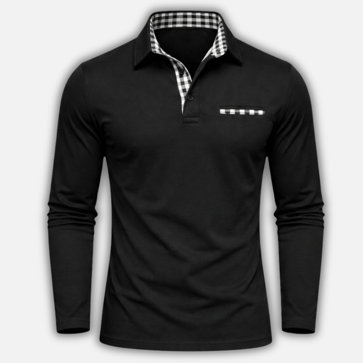Men's Checkered Knit Polo Shirt - Casual Summer