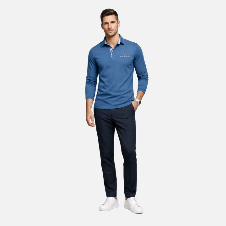 Men's Checkered Knit Polo Shirt - Casual Summer