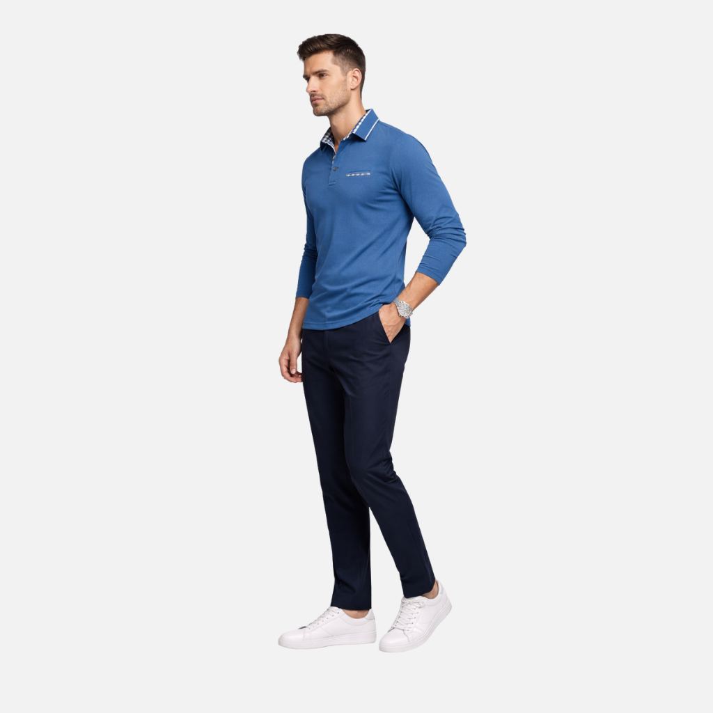 Men's Checkered Knit Polo Shirt - Casual Summer