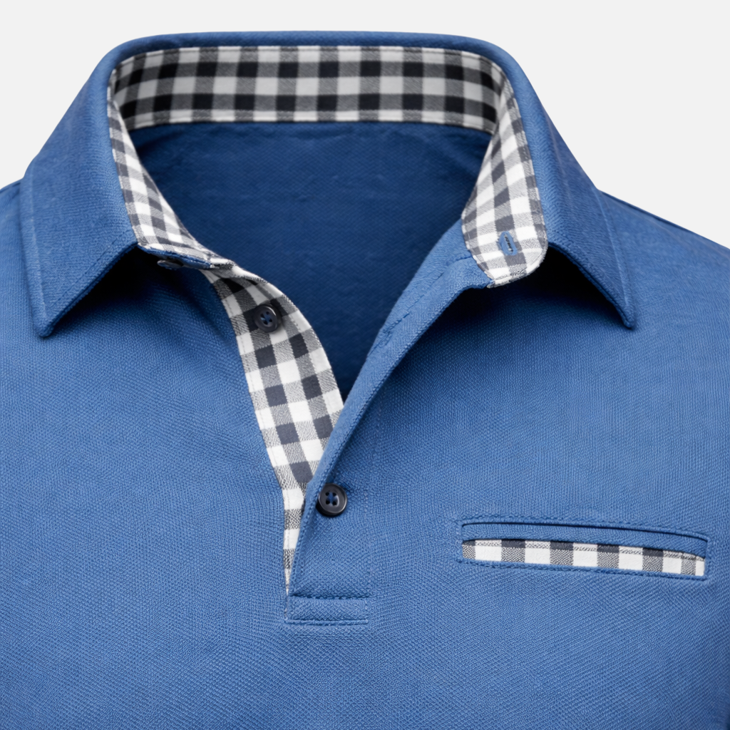 Men's Checkered Knit Polo Shirt - Casual Summer
