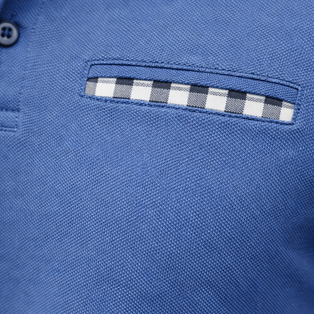 Men's Checkered Knit Polo Shirt - Casual Summer