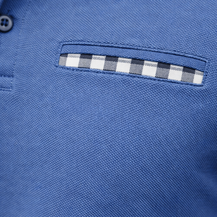 Men's Checkered Knit Polo Shirt - Casual Summer