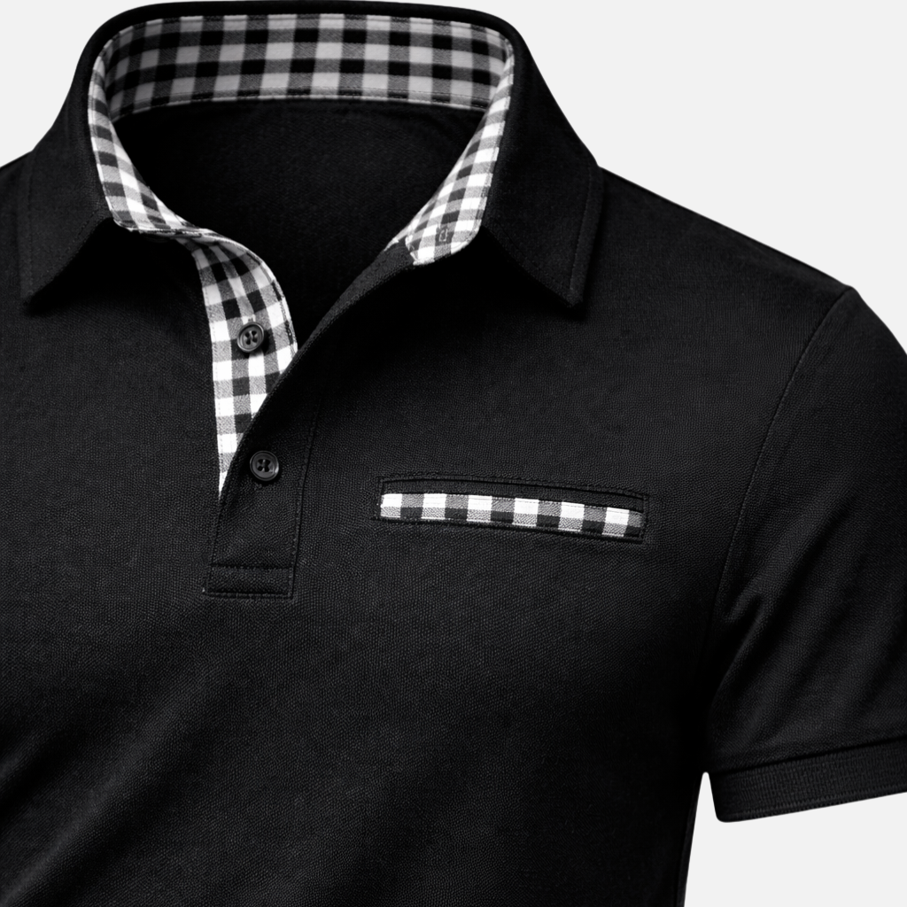 Men's Checkered Knit Polo Shirt - Casual Summer