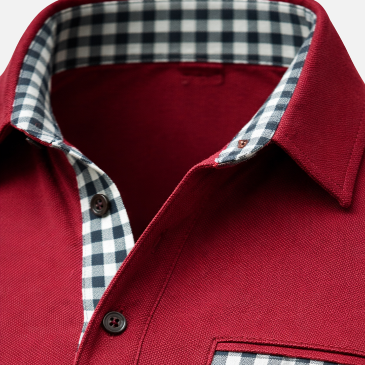 Men's Checkered Knit Polo Shirt - Casual Summer