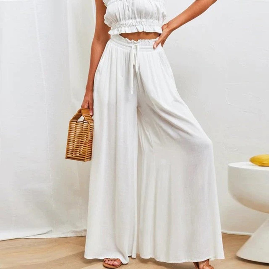 Linda | Women's High-Waisted Wide Leg Palazzo Pants, Casual