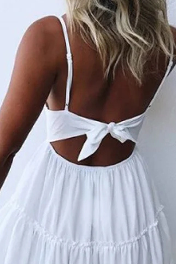 Women's Lace White Midi Dress - Summer Casual