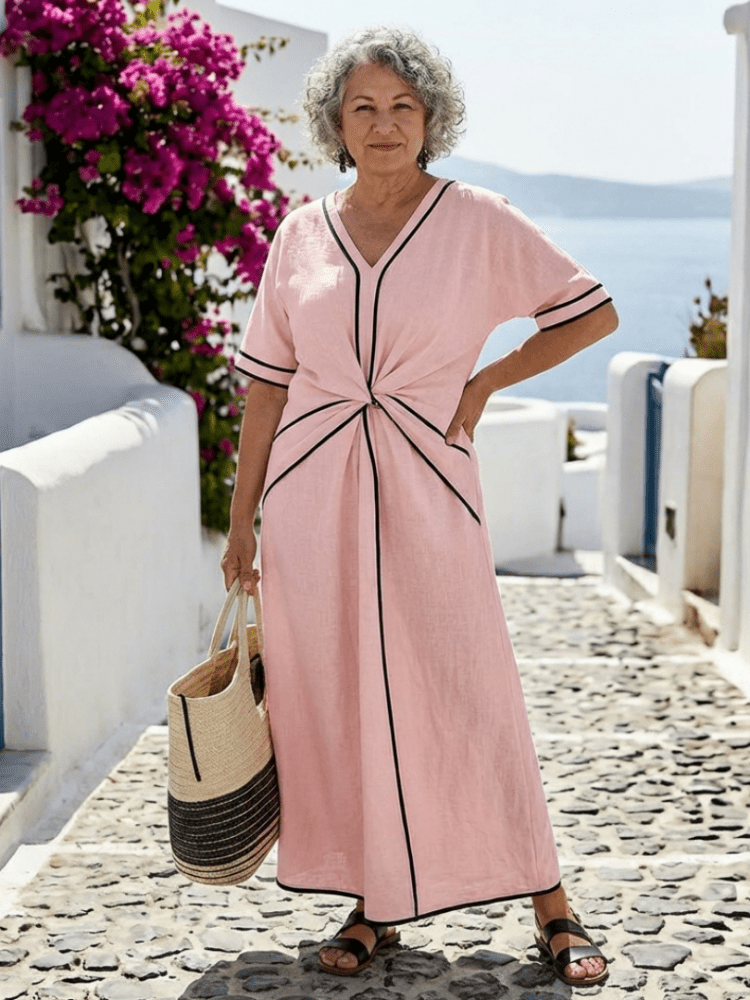 Daisy | Women's Gathered Waist Midi Dress with Sleeves