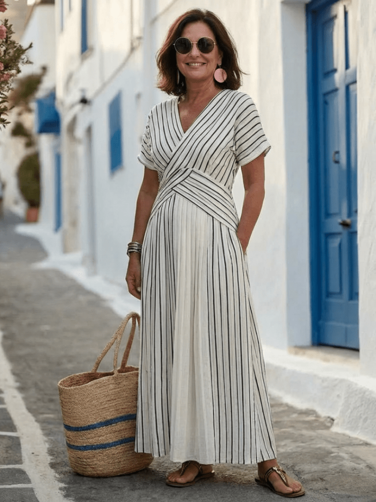 Alice | Women's Midi Dress with Short Sleeves, Casual