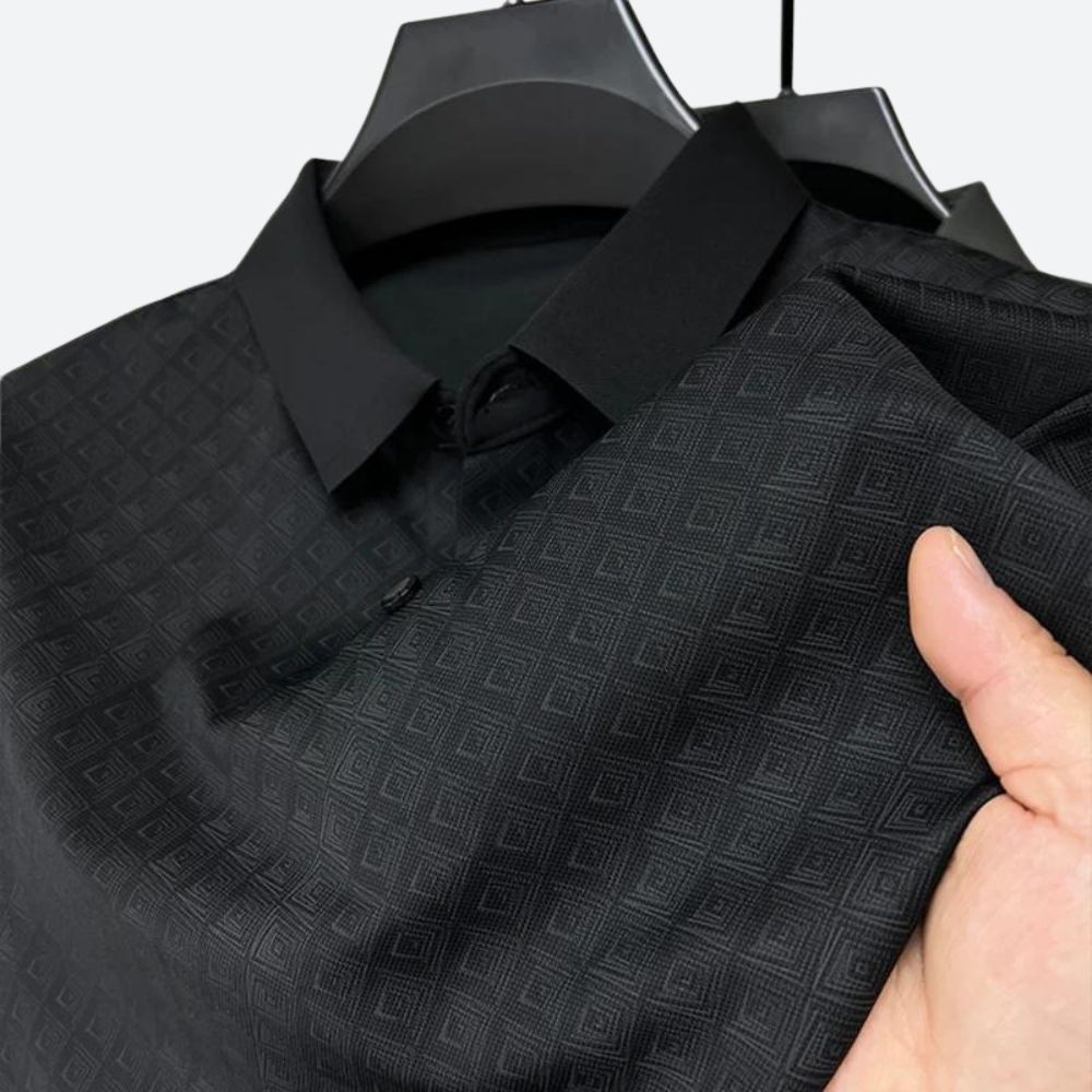 Men's Patterned Silk Polo Shirt - Casual Summer