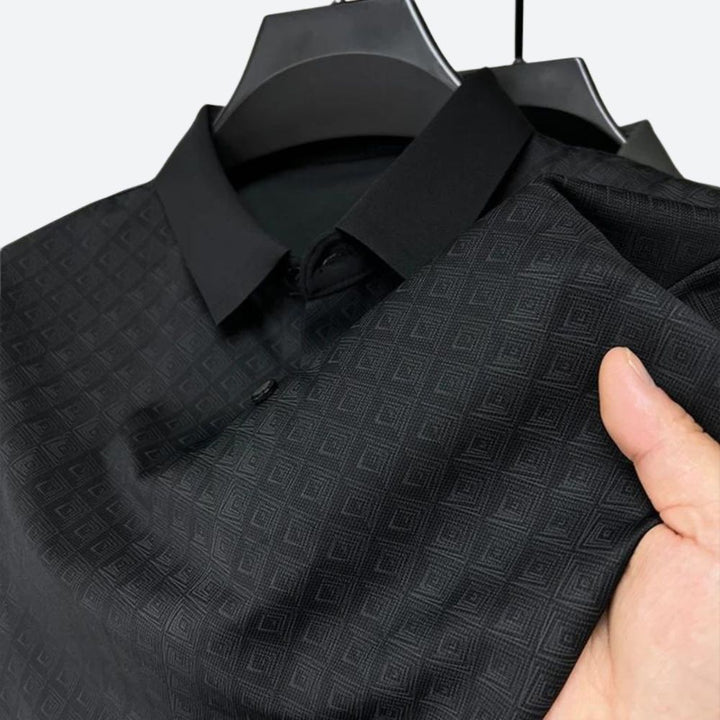 Men's Patterned Silk Polo Shirt - Casual Summer