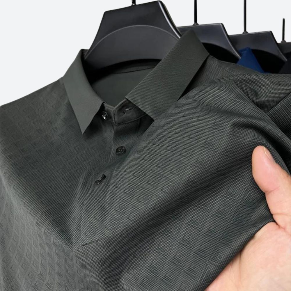 Men's Patterned Silk Polo Shirt - Casual Summer