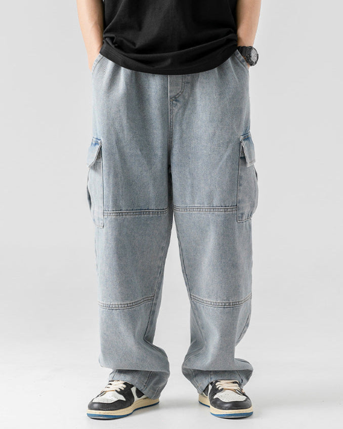 Men's Casual Denim Cargo Jeans - Everyday Comfort