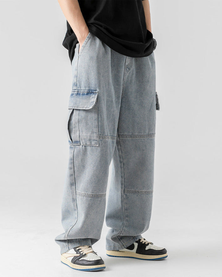 Men's Casual Denim Cargo Jeans - Everyday Comfort