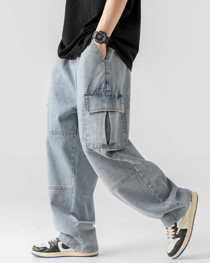 Men's Casual Denim Cargo Jeans - Everyday Comfort