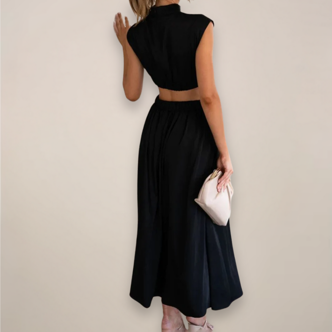 Women's Cutout Maxi Dress - Elegant Evening