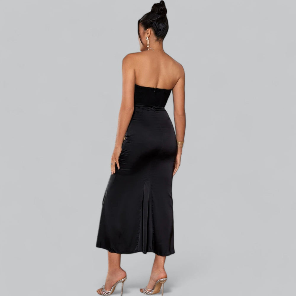 Women's Strapless Velvet Maxi Dress - Evening Occasion