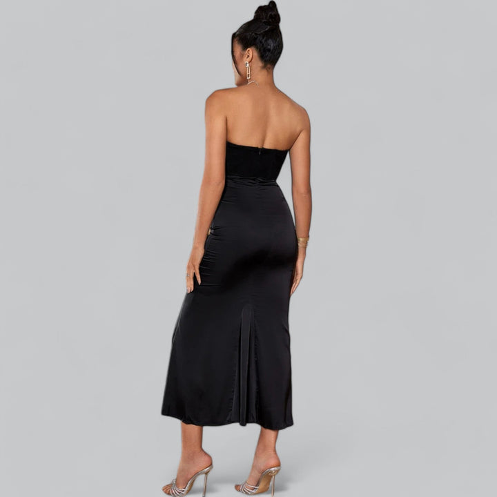 Women's Strapless Velvet Maxi Dress - Evening Occasion