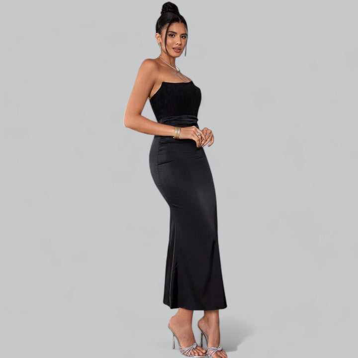 Women's Strapless Velvet Maxi Dress - Evening Occasion