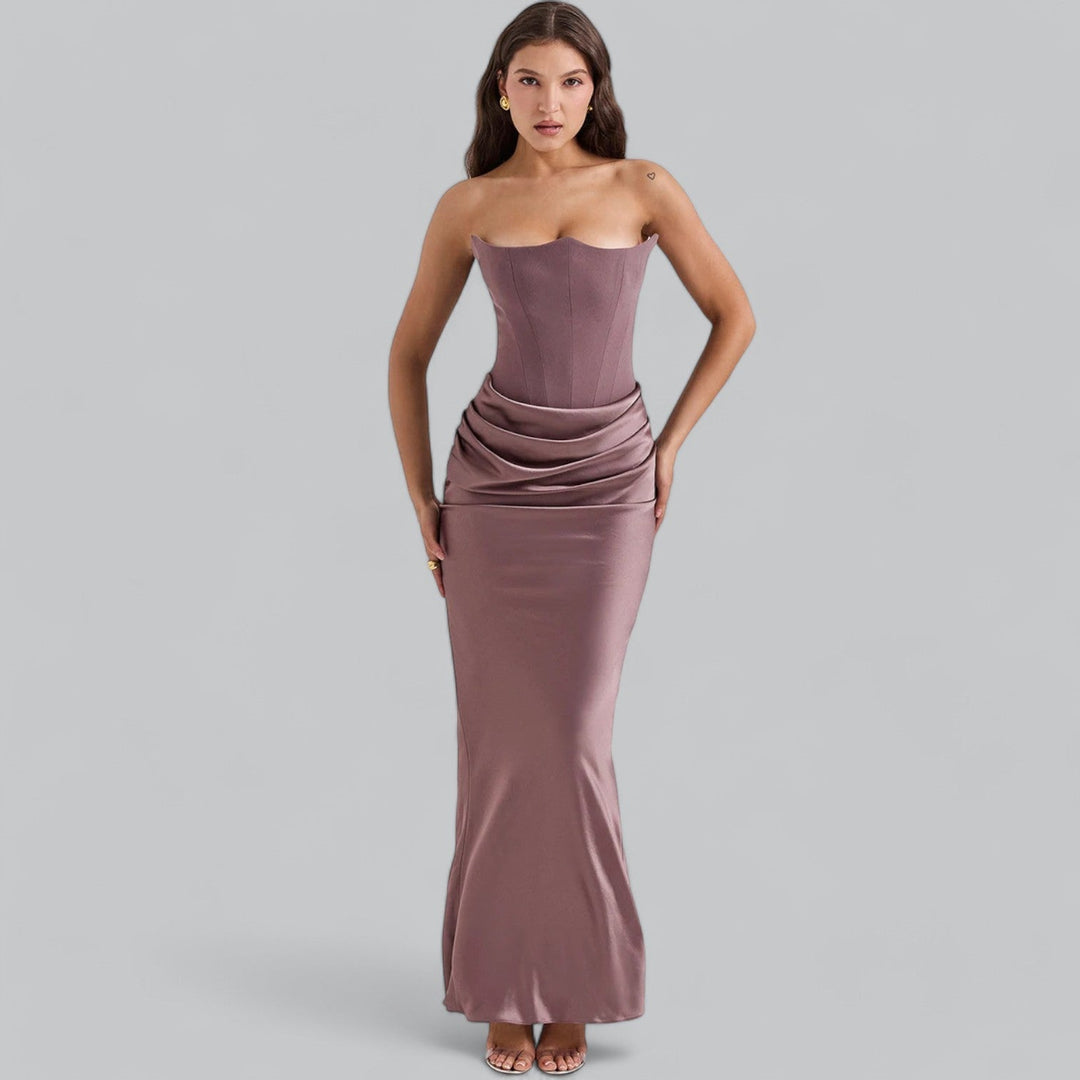 Women's Strapless Velvet Maxi Dress - Evening Occasion