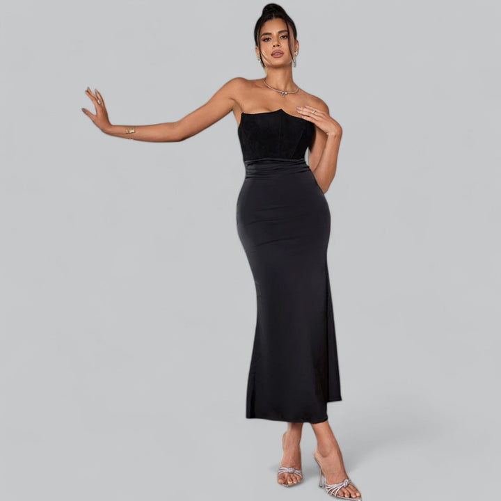 Women's Strapless Velvet Maxi Dress - Evening Occasion