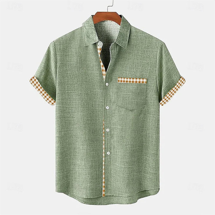 Men's Casual Linen Button-Up Shirt - Summer Vacation