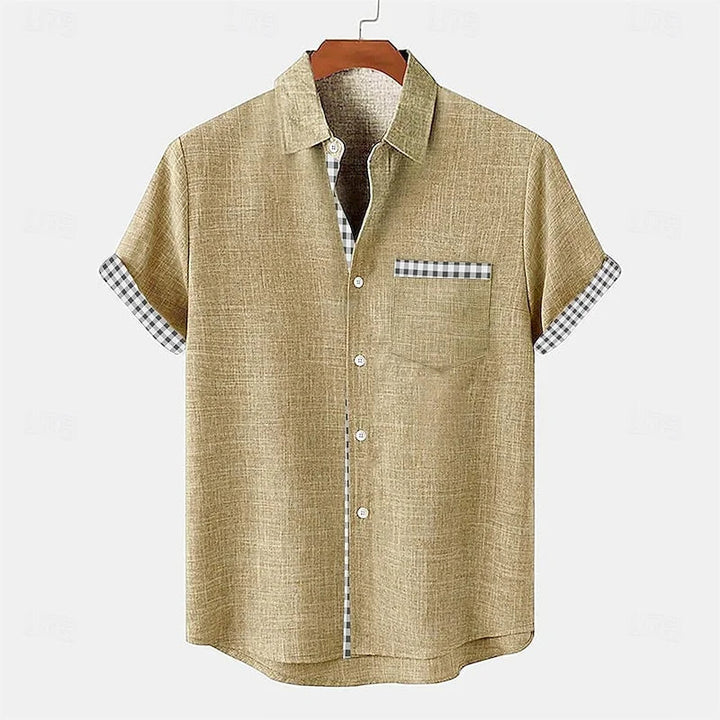 Men's Casual Linen Button-Up Shirt - Summer Vacation
