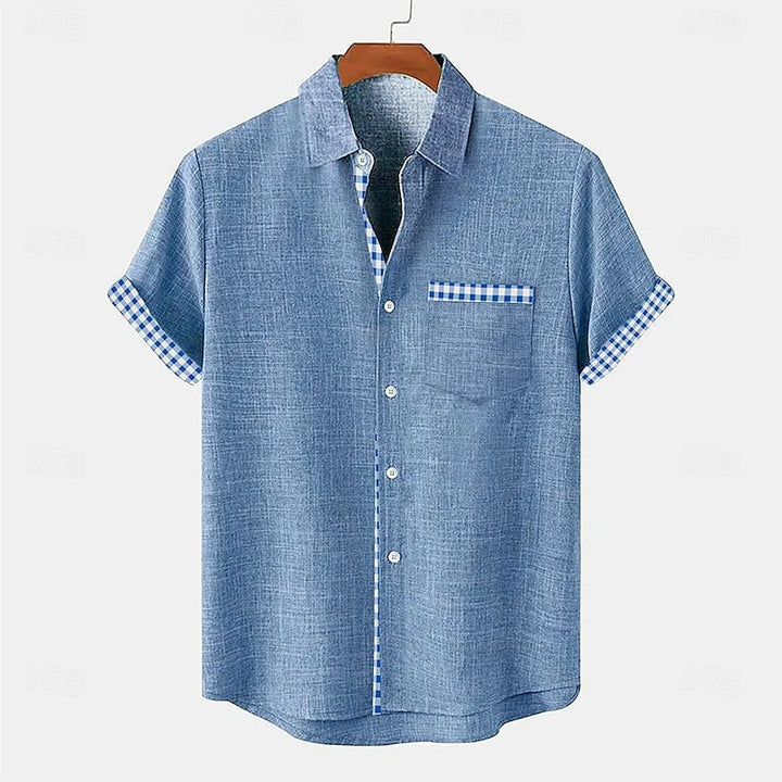 Men's Casual Linen Button-Up Shirt - Summer Vacation